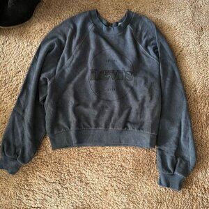Upcycled Small Oversized Crop Levis Crew Neck Sweater